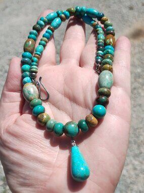 Jay King DTR mine finds Turquoise necklace drop 925 Sterling Silver